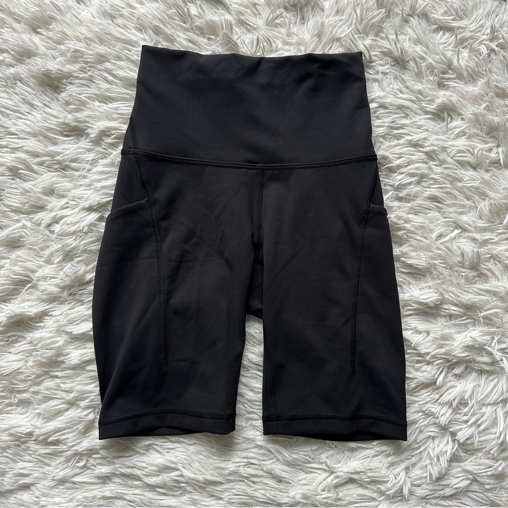 Lululemon Wunder Train High Rise Biker Short With Pockets 8" Black Size 2